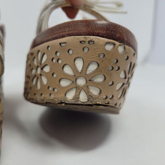 Kate Spade Sandals Womens 7M Titi White Vacchetta Platform Leather Floral - Picture 11 of 13